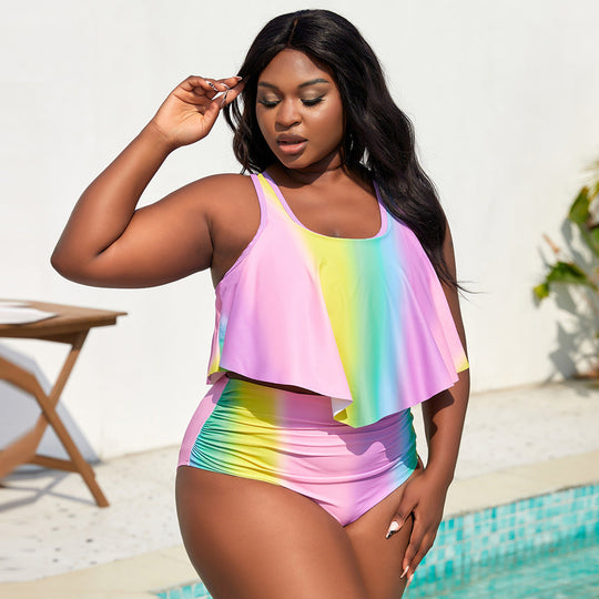 Damen Tankini-Set mit fließendem Oberteil und hochgeschnittenen Shorts