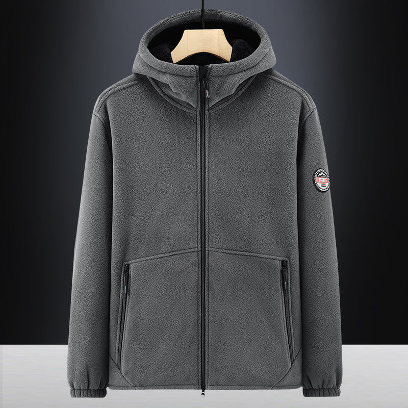 Herren Isolierte Fleece-Hoodiejacke mit Sherpa-Innenfutter und Zwei-Wege-Reißverschluss Nord Taschen
