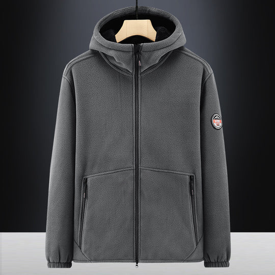 Herren Isolierte Fleece-Hoodiejacke mit Sherpa-Innenfutter und Zwei-Wege-Reißverschluss Nord Taschen
