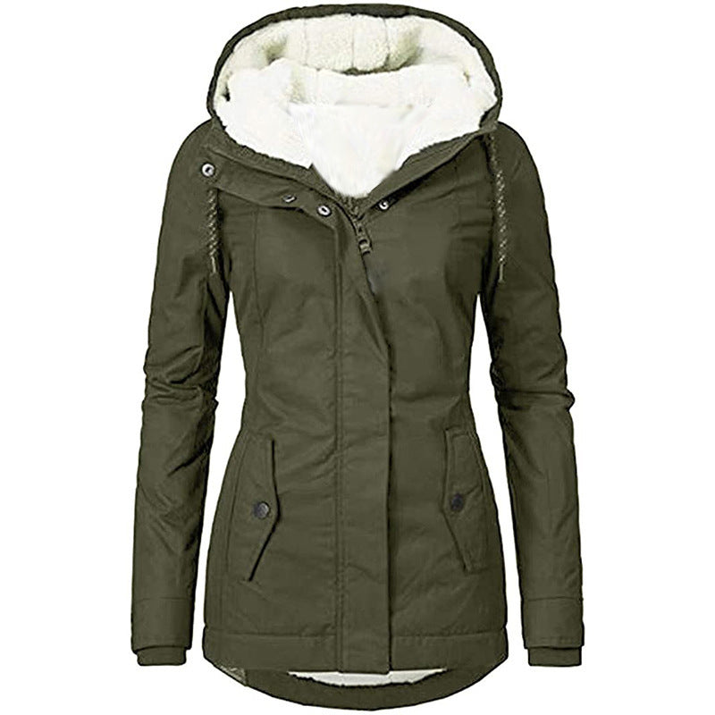 Damen Wasserabweisender Parka mit Teddyfutter, Kapuze und Taillierter Passform Nord Taschen