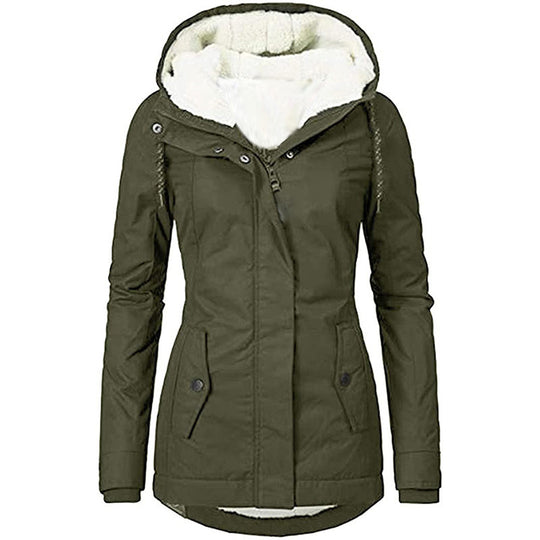 Damen Wasserabweisender Parka mit Teddyfutter, Kapuze und Taillierter Passform Nord Taschen
