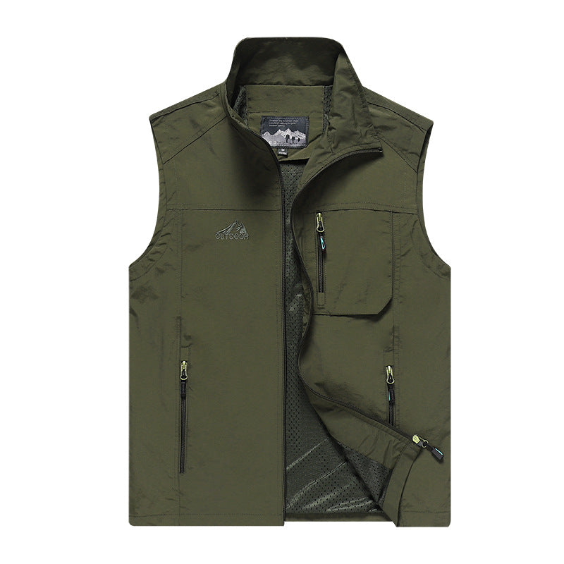 Herren Outdoor-Utility-Weste mit Mesh-Futter, wasserabweisender Nylonoberfläche und Multifunktionstaschen Nord Taschen