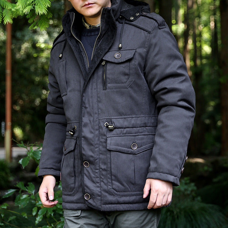 Herren  gewatteter Fieldparka mit Kapuze, Schulterklappen und multifunktionalen Taschen Nord Taschen
