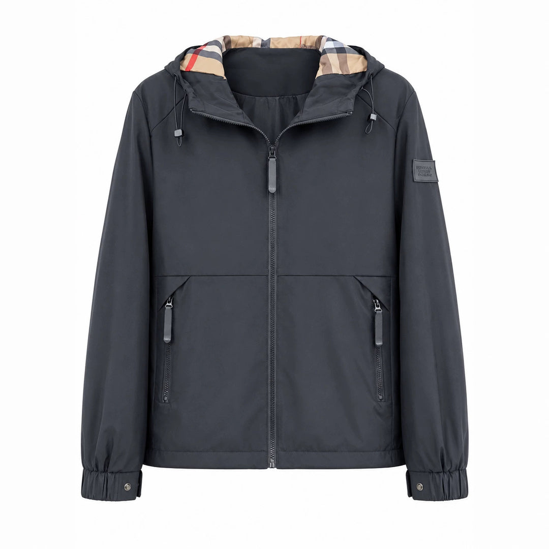 Herren leichte winddichte Softshell‑Kapuzenjacke mit kariert gefütterter Kapuze Nord Taschen