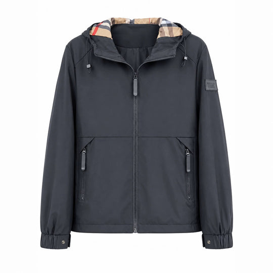 Herren leichte winddichte Softshell‑Kapuzenjacke mit kariert gefütterter Kapuze Nord Taschen