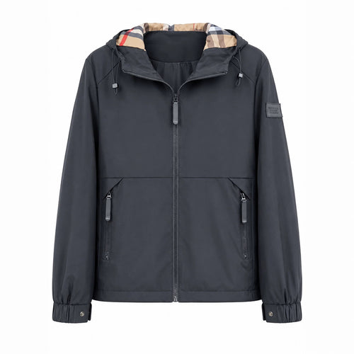 Herren leichte winddichte Softshell‑Kapuzenjacke mit kariert gefütterter Kapuze Nord Taschen