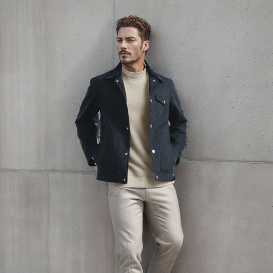 Herren robuste Canvas-Chorejacke mit Cordkragen und aufgesetzten Pattentaschen Nord Taschen