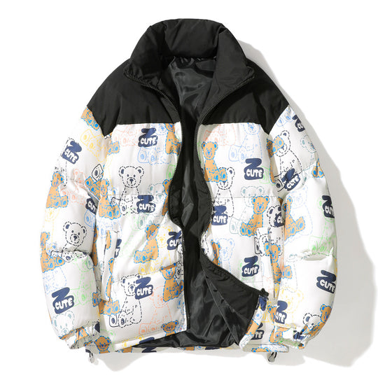 Unisex Gestepptes Teddy‑Print Pufferjacke mit hohem Kragen Nord Taschen