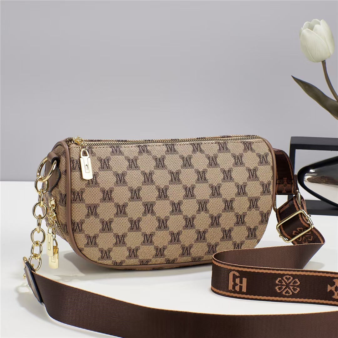 Damen elegante Umhängetasche mit feinem Monogramm und abnehmbarem Schulterriemen Nord Taschen