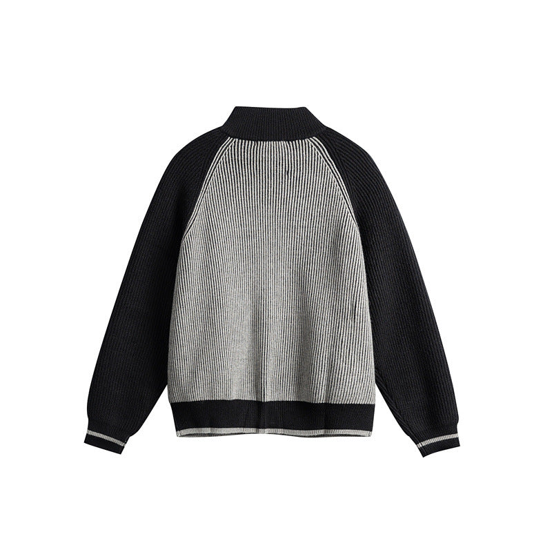 Unisex Gestrickte Zip‑Strickjacke im Raglan‑Schnitt mit hohem Stehkragen und Rippstruktur Nord Taschen