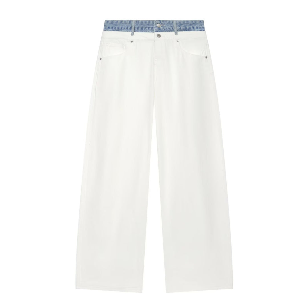 Damen High‑Waist Culotte-Jeans mit weitem Bein und kontrastierendem Jeansbund Nord Taschen