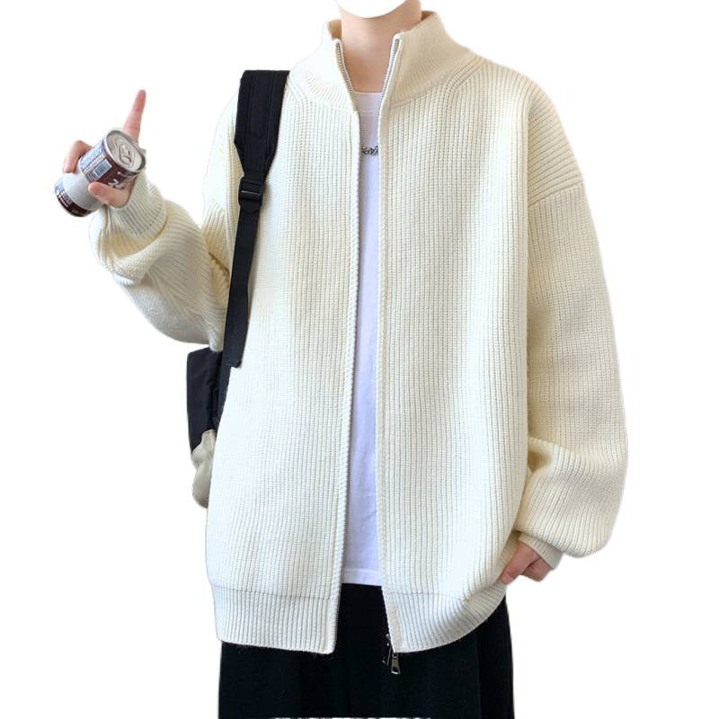 Herren Oversized Strick‑Zipjacke mit hohem Stehkragen und feiner Rippstruktur Nord Taschen