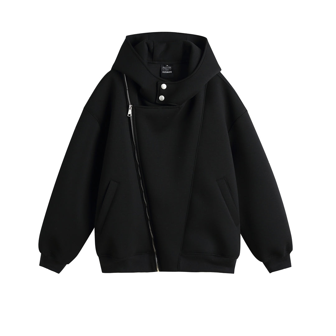 Unisex Oversize Kapuzen‑Zipjacke mit asymmetrischem Reißverschluss und hohem Funnelkragen Nord Taschen