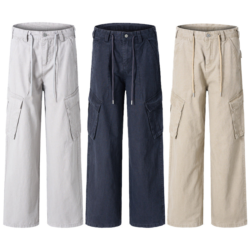 Damen Extraweite Cargo-Denim-Palazzohose mit Tunnelzugbund und aufgesetzten Klappentaschen Nord Taschen