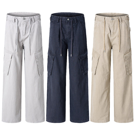 Damen Extraweite Cargo-Denim-Palazzohose mit Tunnelzugbund und aufgesetzten Klappentaschen Nord Taschen