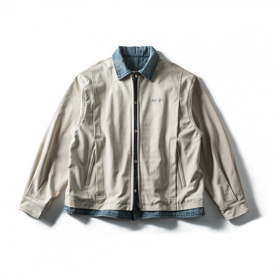 Herren Kurz geschnittene Layered‑Optik Blousonjacke mit Jeanskragen Nord Taschen