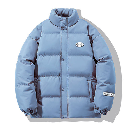 Herren Oversize-Steppjacke mit hohem Stehkragen und Druckknopffront Nord Taschen