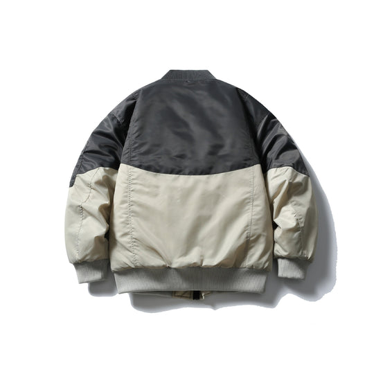 Unisex Kurz geschnittene zweifarbige Nylon‑Bomberjacke mit Utility‑Klappentaschen und Ärmel‑Zipper Nord Taschen