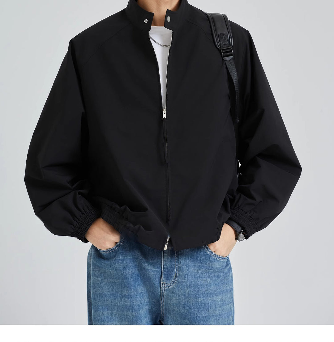 Herren leichte oversized Bomberjacke mit Stehkragen und elastischen Bündchen Nord Taschen