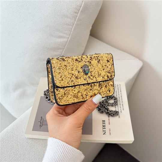 Damen Clutch mit funkelndem Glitzer und eleganter Kettenhenkel Nord Taschen