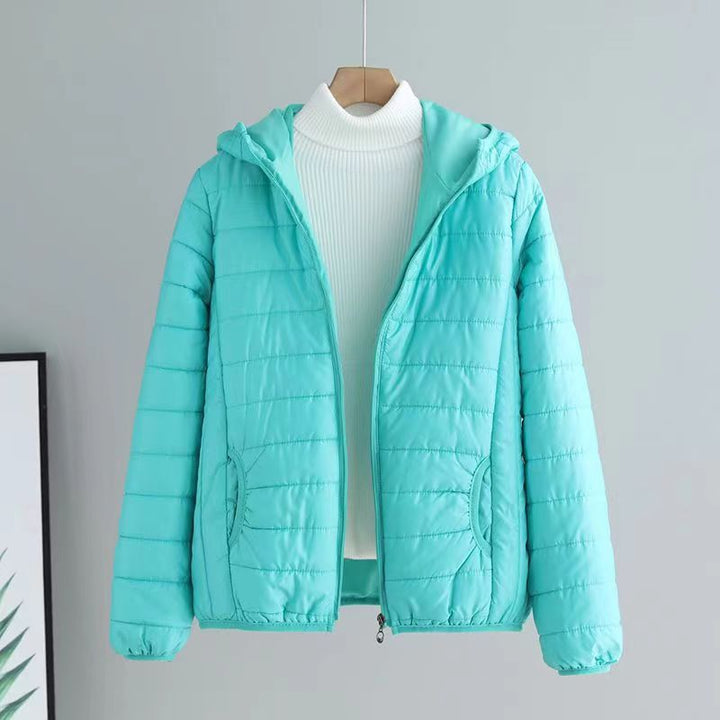 Damen gesteppte Übergangsjacke mit praktischen Taschen und Kapuze