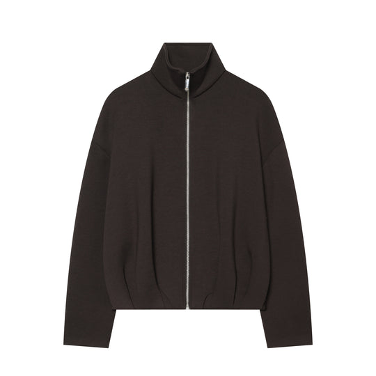 Damen Cropped‑Sweatjacke mit hohem Stehkragen, durchgehendem Reißverschluss und taillierter Tunnelzugsaum Nord Taschen