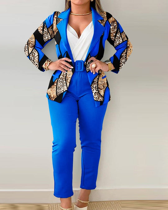 Damen Blazer-Set mit figurbetontem Schnitt und modischem Leopardenmuster Nord Taschen