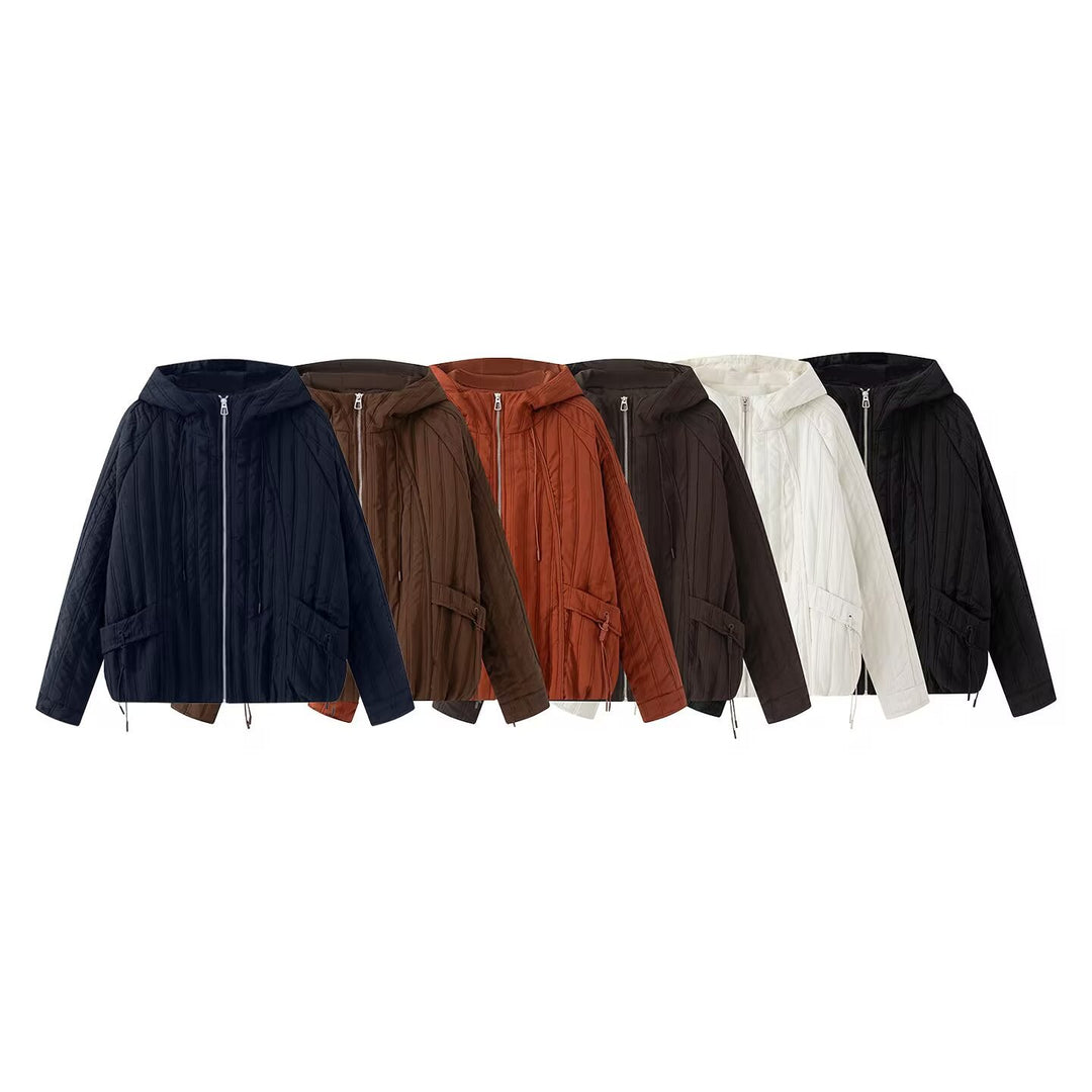 Damen Steppjacke mit Kapuze, Tunnelzug und weitem Schnitt Nord Taschen