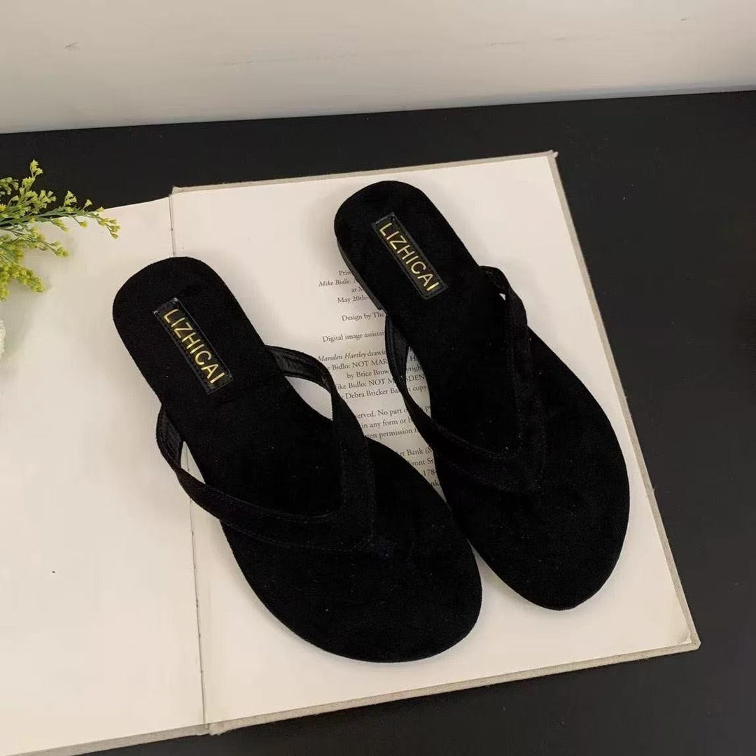 Damen Zehentrenner aus weichem Veloursleder mit ergonomischem Fußbett