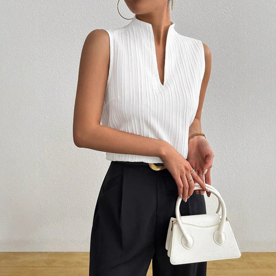 Damen Elegantes Top mit Stehkragen und feinen Plisseefalten - Vittorelli