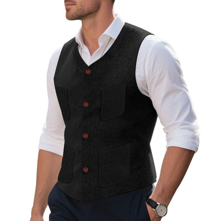 Herren Weste mit funktionalen Taschen und eleganten Knopfdetails