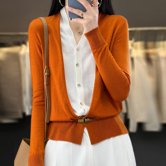 Damen Leichter Offener Feinstrick-Cardigan mit asymmetrischer Zipfelkante und taillierter Silhouette Nord Taschen