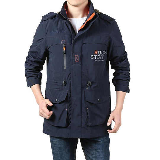 Herren Utility-Fieldjacke mit Kapuze, Multifunktionstaschen und Taillenzug Nord Taschen