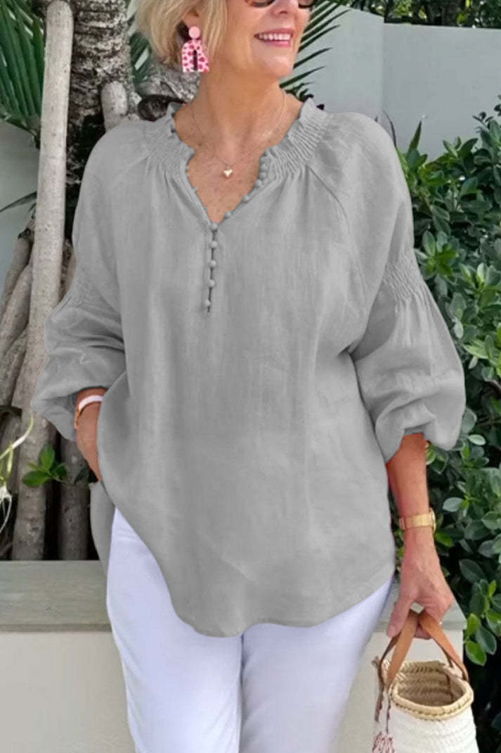 Damen luftige Bluse mit Smock-Ärmeln
