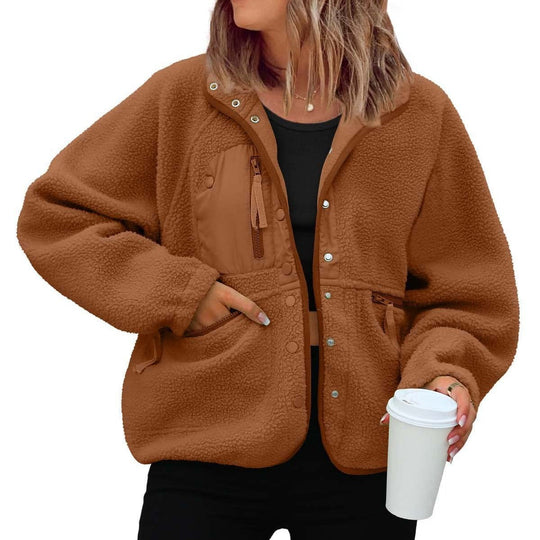 Damen kuschelige Fleecejacke mit praktischen Taschen Avellé