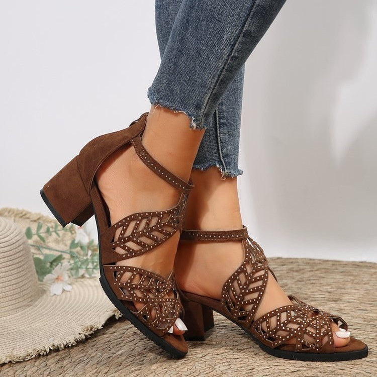 Damen Elegante Sandalen mit glamourösem Strassdetail und modischem Riemendesign