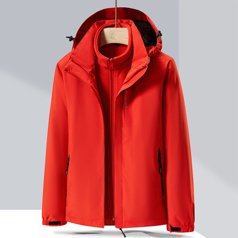 Herren zweilagige Softshell-Regenjacke mit abnehmbarem Fleece‑Innenlayer und verstellbarer Kapuze Nord Taschen