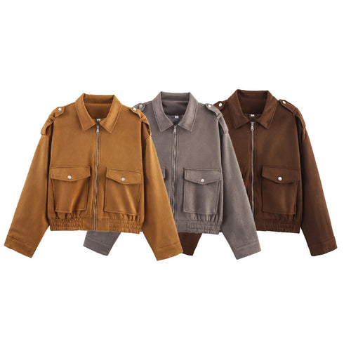 Damen Kurzjacke im Utility‑Bomberstil mit aufgesetzten Pattentaschen, Schulterklappen und elastischem Saum Nord Taschen