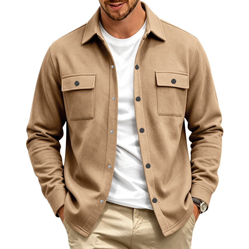 Herren Overshirt-Jacke aus Baumwollmischung mit Druckknöpfen und doppelten Brusttaschen Nord Taschen