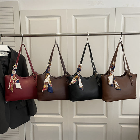 Damen strukturierte Handtasche mit modischem Seiden-Schal Nord Taschen