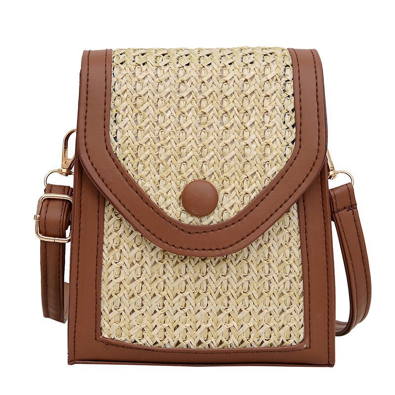 Damen Umhängetasche aus geflochtenem Material mit elegantem Klappdeckel Nord Taschen
