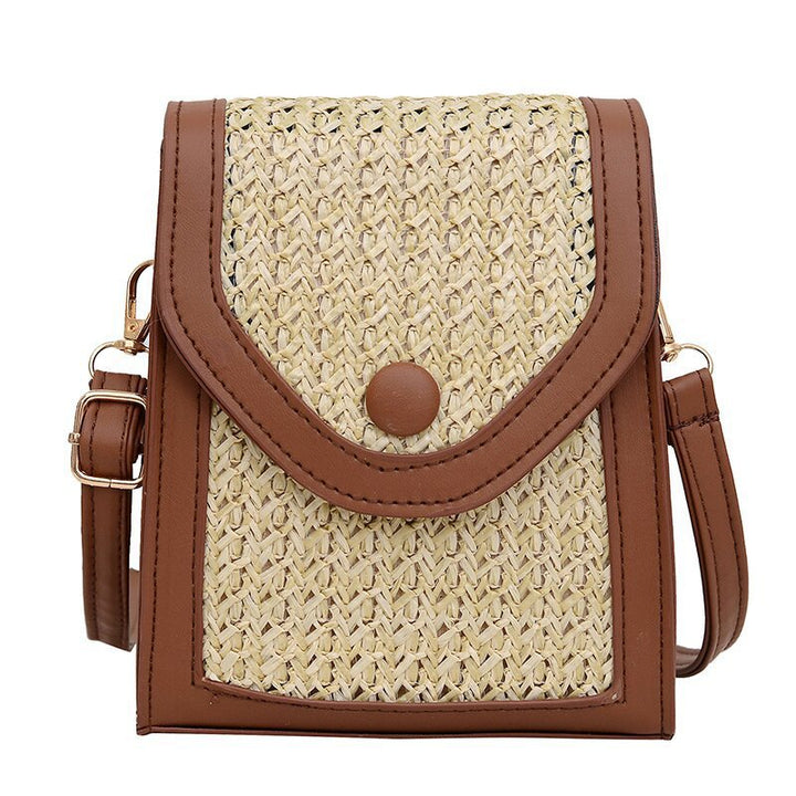 Damen Umhängetasche aus geflochtenem Material mit elegantem Klappdeckel Nord Taschen