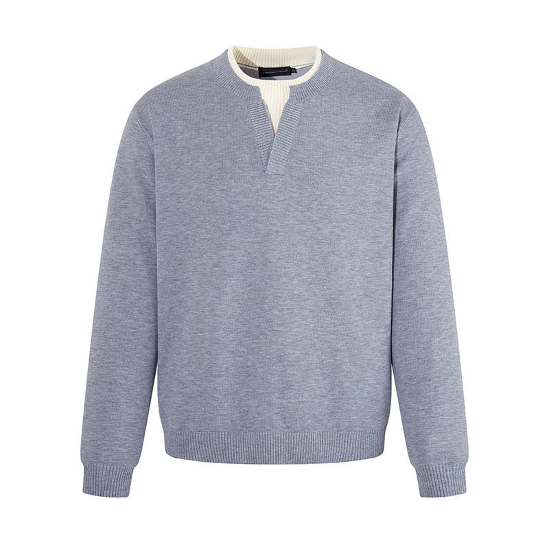 Herren Feinstrick-Pullover mit V‑Schlitzkragen und Rippabschluss Nord Taschen