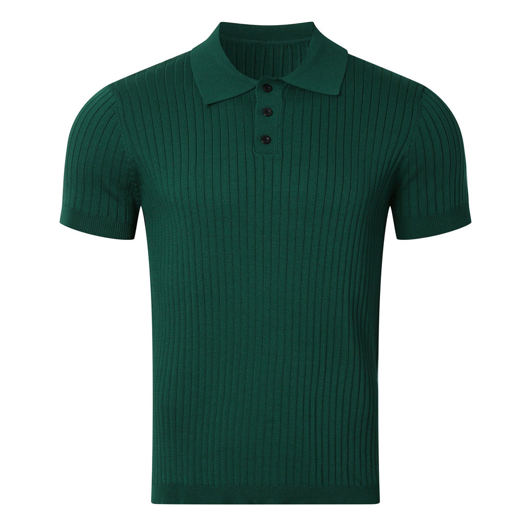 Herren nan schmal geschnittenes geripptes Poloshirt aus Feinstrick mit Kurzarm und Polokragen