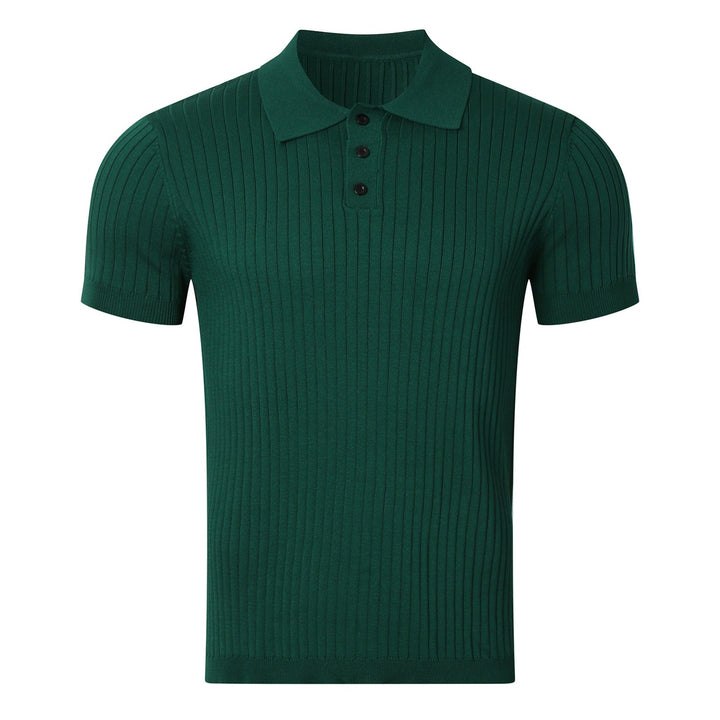 Herren nan schmal geschnittenes geripptes Poloshirt aus Feinstrick mit Kurzarm und Polokragen