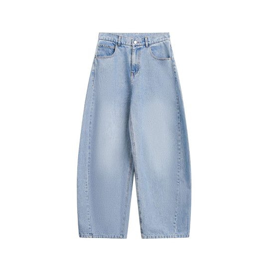 Damen Culotte-Jeans mit weitem Bein, hoher Taille und Frontnaht-Detail Nord Taschen