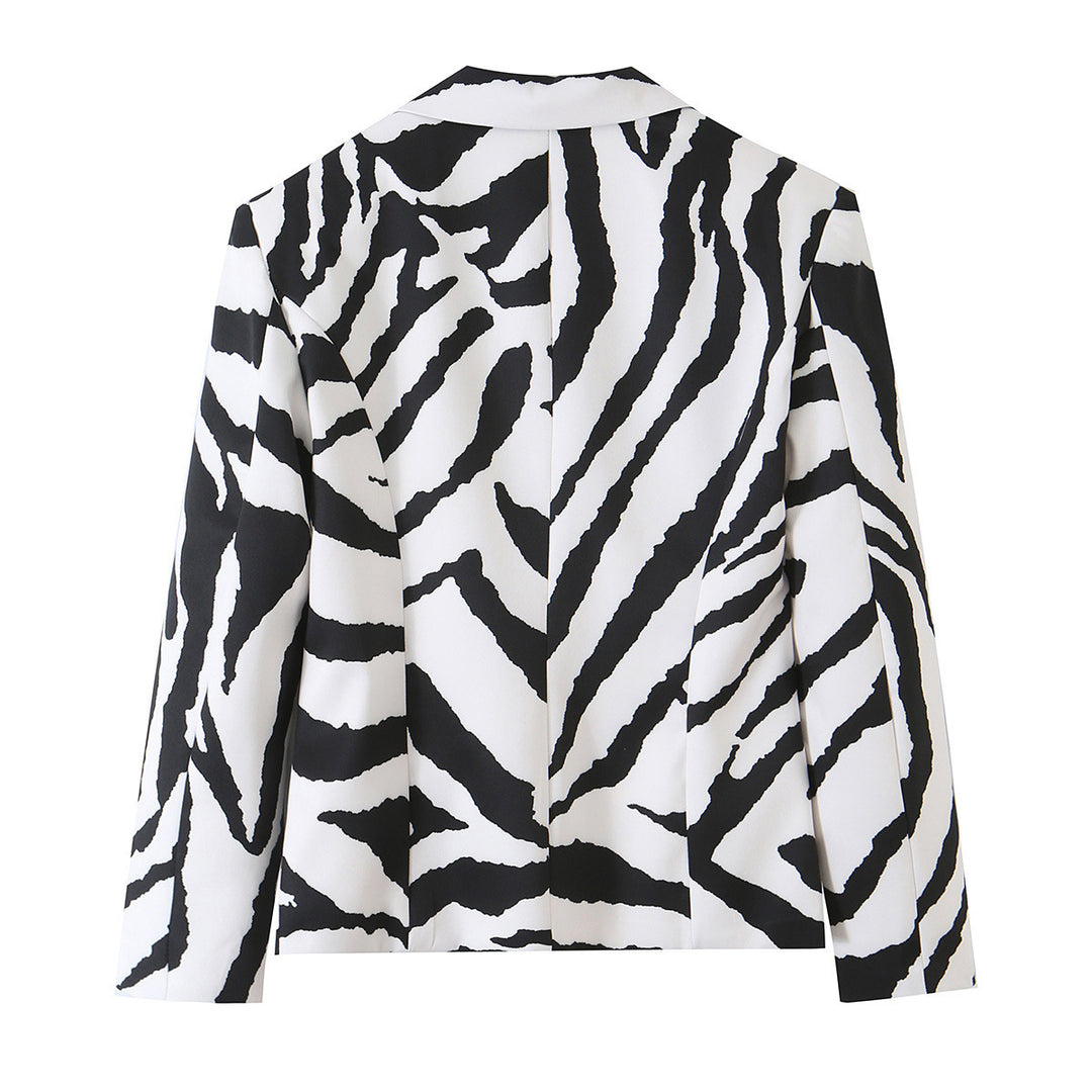 Damen Statement-Zebra-Blazer mit Reverskragen und taillierter Silhouette Nord Taschen