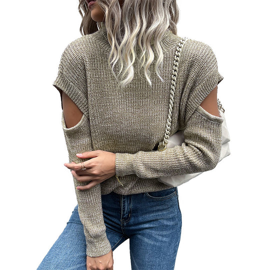 Damen Lässiger Strickpullover mit Cut-Out-Ärmeln Nord Taschen