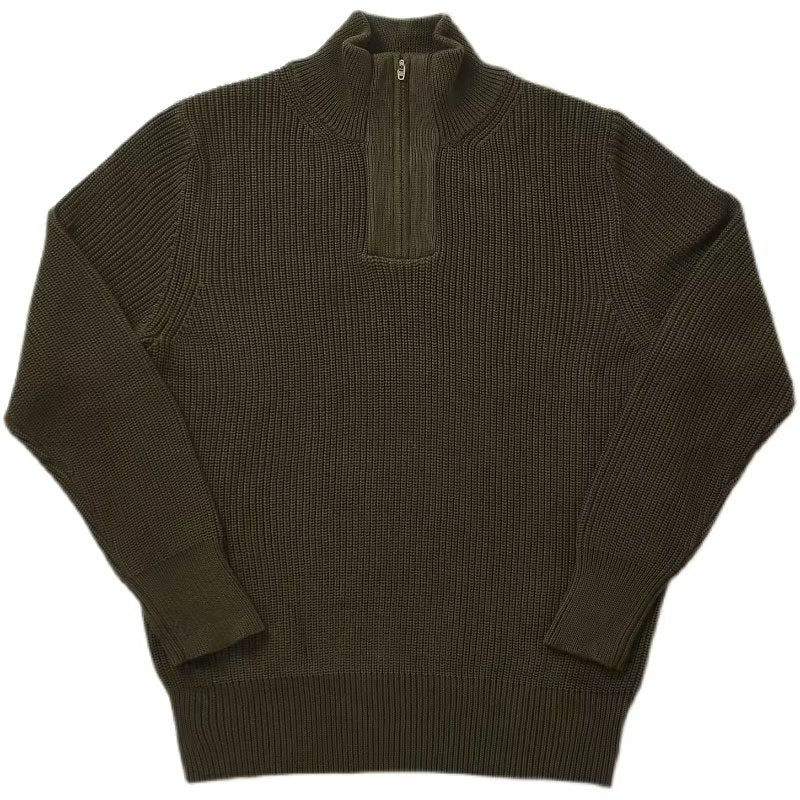 Herren Grobgerippter Halbzip-Strickpullover mit Stehkragen Nord Taschen