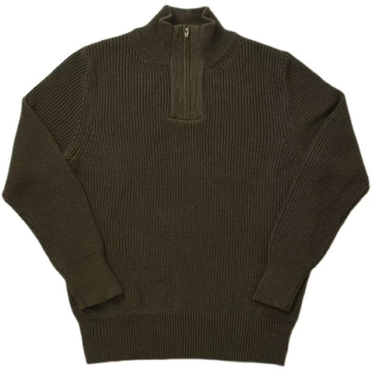 Herren Grobgerippter Halbzip-Strickpullover mit Stehkragen Nord Taschen